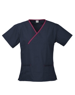 HEALTH BEAUTY/contrast ladies scrubs/H10722_navy_fuchsia SCRUBS